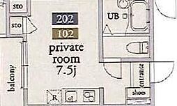 東京メトロ丸ノ内線 新大塚駅 徒歩5分の賃貸アパート 2階1Kの間取り