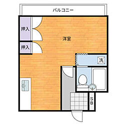 サニーハイツ 3階ワンルームの間取り