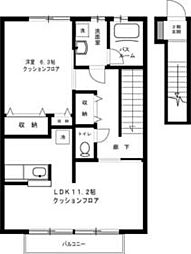 西武池袋線 保谷駅 徒歩19分の賃貸アパート 2階1LDKの間取り