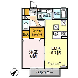 湘南新宿ライン宇須 小山駅 徒歩30分の賃貸アパート 1階1LDKの間取り