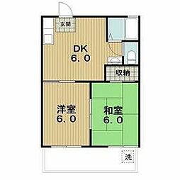 ロイヤル小塩2 2DKの間取図画像