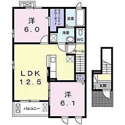 Ｖｉｏｓ　I 2階2LDKの間取り