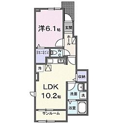 フォーリスト別名I 1階1LDKの間取り