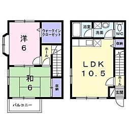 ミドルヴィレッジ 1階2LDKの間取り