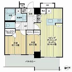 リュークスタワー東棟 2LDKの間取図画像