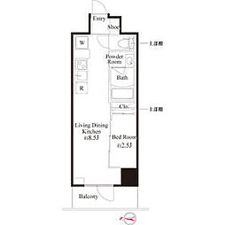 西武新宿線 武蔵関駅 徒歩3分の賃貸マンション 8階1LDKの間取り