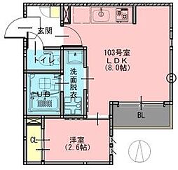 ＧＳ　日進 1階1LDKの間取り