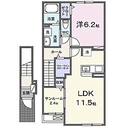さいたま市見沼区深作2丁目アパート 1LDKの間取図画像