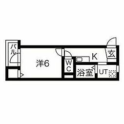 JR東海道本線 岡崎駅 徒歩3分の賃貸アパート 3階1Kの間取り