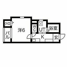 JR東海道本線 岡崎駅 徒歩3分の賃貸アパート 1階1Kの間取り