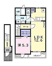 ヒカルサ市原姉ヶ崎ノース 2階1LDKの間取り