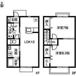 Garden Village A 1階2LDKの間取り