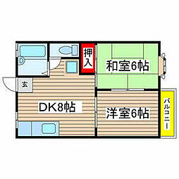 JR南武線 矢野口駅 徒歩12分の賃貸アパート 2階2DKの間取り
