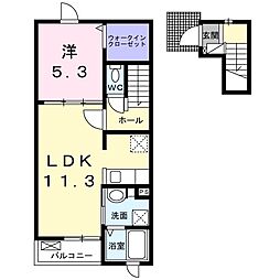 名鉄犬山線 柏森駅 徒歩9分の賃貸アパート 2階1LDKの間取り