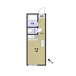 相鉄本線 上星川駅 徒歩10分の賃貸アパート 2階ワンルームの間取り