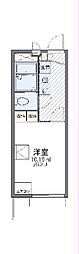 レオパレスピーフス 2階1Kの間取り