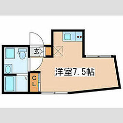 京王線 初台駅 徒歩5分の賃貸マンション 1階ワンルームの間取り