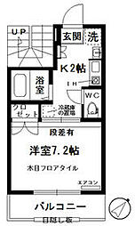 横浜市営地下鉄ブルーライン 蒔田駅 徒歩15分の賃貸マンション 1階1Kの間取り