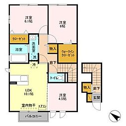 プリマベーラ　B 2階3LDKの間取り
