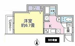 小田急小田原線 向ヶ丘遊園駅 徒歩17分の賃貸マンション 1階1Kの間取り
