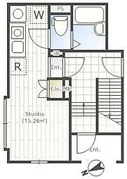 都営三田線 志村三丁目駅 徒歩8分の賃貸マンション 4階ワンルームの間取り