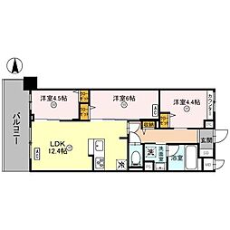 叡山電鉄叡山本線 一乗寺駅 徒歩10分の賃貸マンション 2階3LDKの間取り