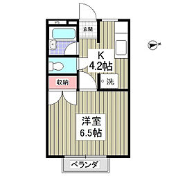 レインボーハウス 1Kの間取図画像
