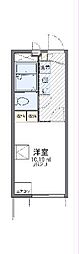 レオパレスピーフス 1階1Kの間取り