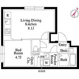 東京メトロ丸ノ内線 西新宿駅 徒歩8分の賃貸マンション 2階1LDKの間取り