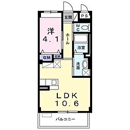近鉄名古屋線 川越富洲原駅 徒歩5分の賃貸マンション 2階1LDKの間取り