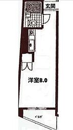 エコーハイツ 4階ワンルームの間取り