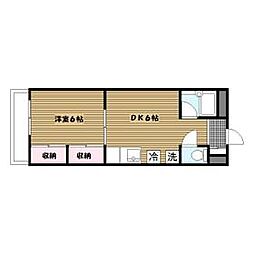 JR横須賀線 保土ケ谷駅 徒歩10分の賃貸マンション 3階1DKの間取り