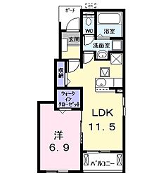 名古屋市港区大西3丁目アパート 1LDKの間取図画像