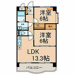 ベルテ白子 2LDKの間取図画像