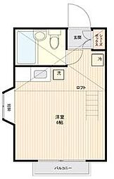 ミルフィーユ川角 2階ワンルームの間取り