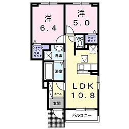 千里パークウェイII 1階2LDKの間取り