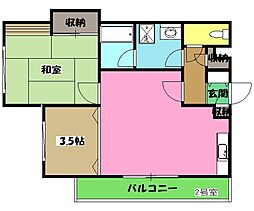 アーバンコート佐藤 2階2DKの間取り