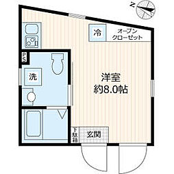 都営三田線 本蓮沼駅 徒歩3分の賃貸マンション 5階ワンルームの間取り