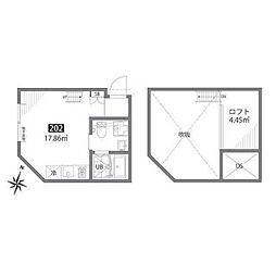 東京メトロ丸ノ内線 東高円寺駅 徒歩9分の賃貸アパート 2階ワンルームの間取り