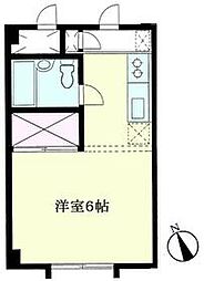 森田ビル 2階1Kの間取り