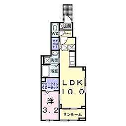 ヒカルサ豊橋牟呂水神 1階1LDKの間取り