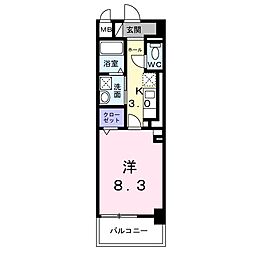 浜松市中央区原島町マンション 1Kの間取図画像