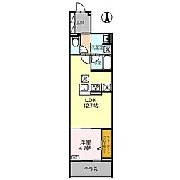 TORISIAS東宿郷 1階1LDKの間取り