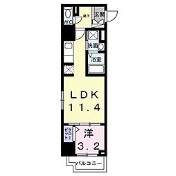 スアヴィス平塚八千代 6階1LDKの間取り