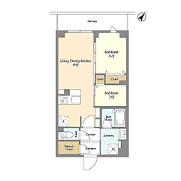 KDXレジデンス田園調布南 2階2LDKの間取り