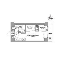 コンフォリア・リヴ南品川 6階2LDKの間取り