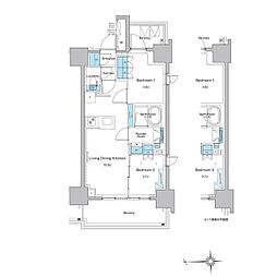 都営大江戸線 門前仲町駅 徒歩9分の賃貸マンション 8階2LDKの間取り