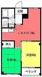 東武伊勢崎線 竹ノ塚駅 徒歩24分の賃貸マンション 2階2LDKの間取り
