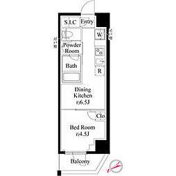 JR山手線 新宿駅 徒歩7分の賃貸マンション 9階1DKの間取り