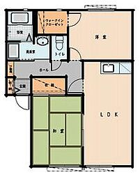 JR水戸線 結城駅 徒歩16分の賃貸アパート 1階2LDKの間取り